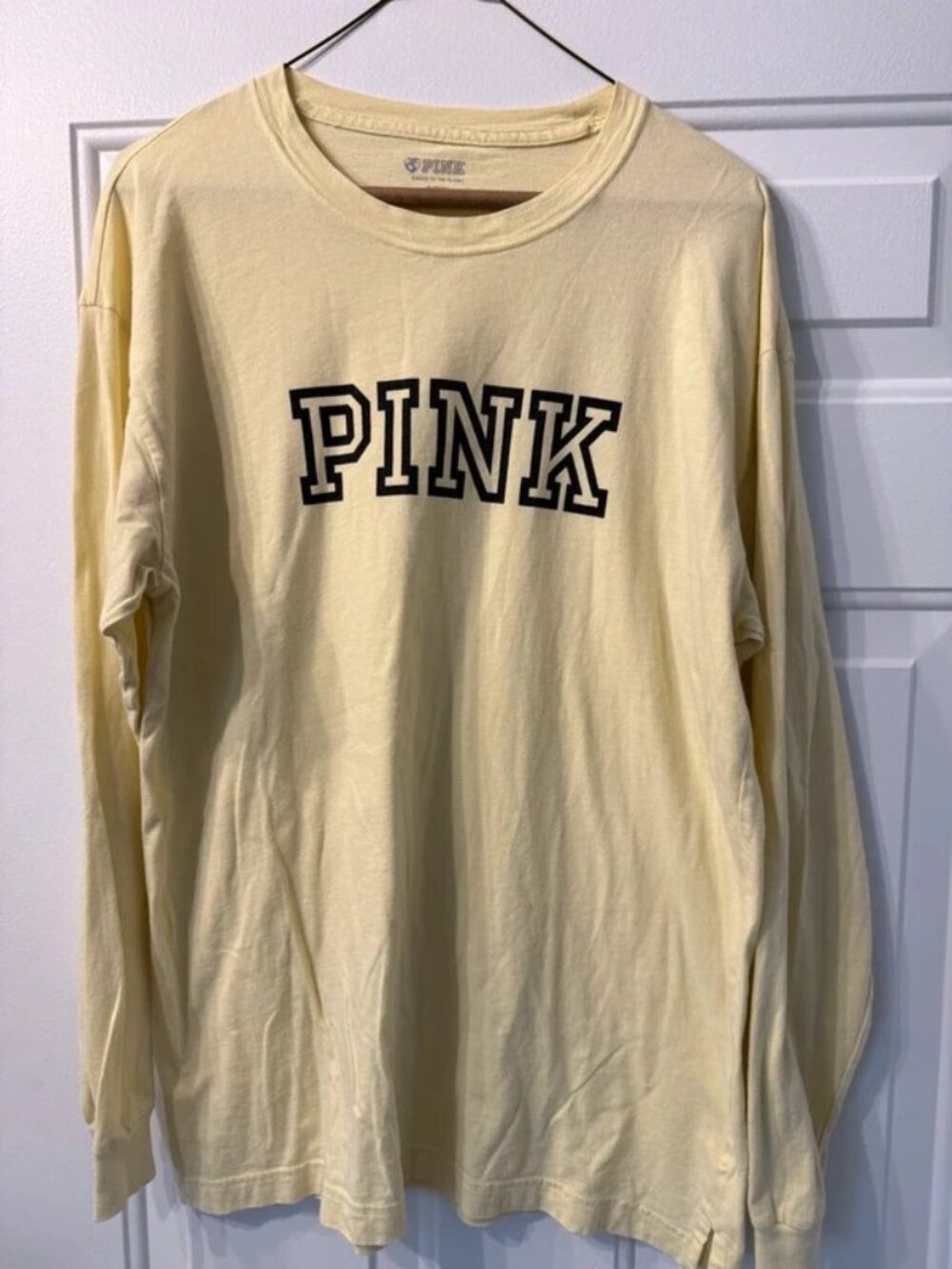 Victoria's Secret PINK Pale Yellow Long Sleeve Shirt M
